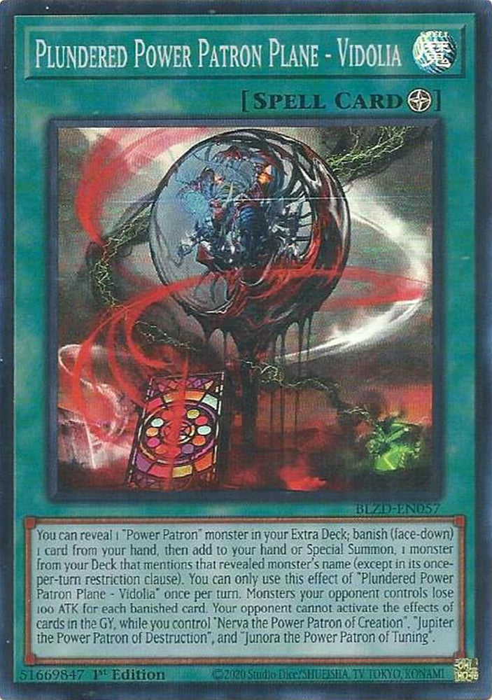 Plundered Power Patron Plane - Vidolia [BLZD-EN057] Super Rare Yu-Gi-Oh!
