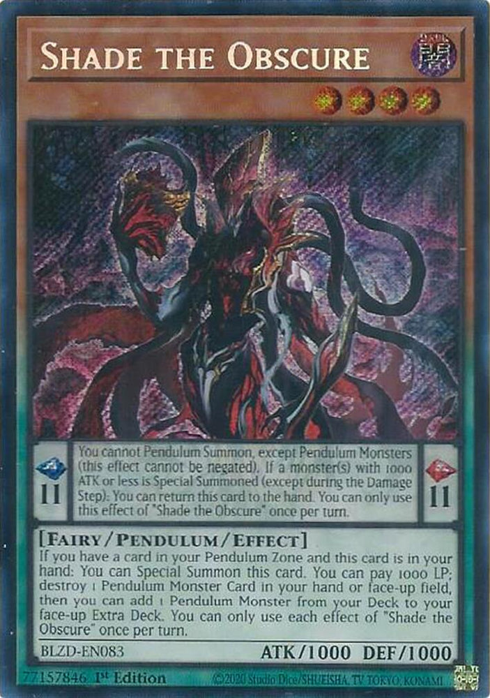 Shade the Obscure [BLZD-EN083] Secret Rare Yu-Gi-Oh!