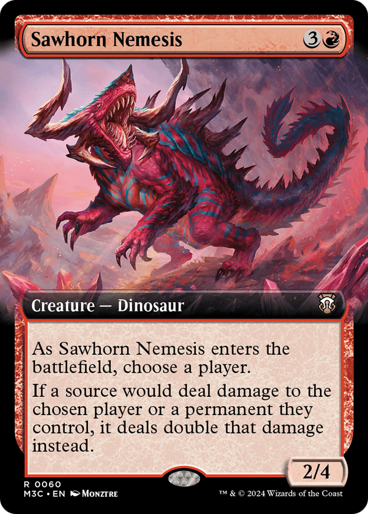 Sawhorn Nemesis (Extended Art) (Ripple Foil) [Modern Horizons 3 Commander] Magic: The Gathering