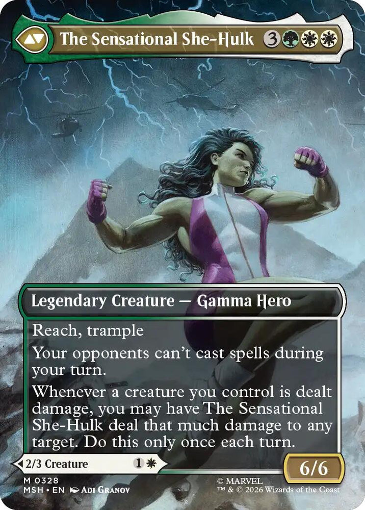 Jennifer Walters // The Sensational She-Hulk (Borderless) (0328) [Marvel Super Heroes] Magic: The Gathering