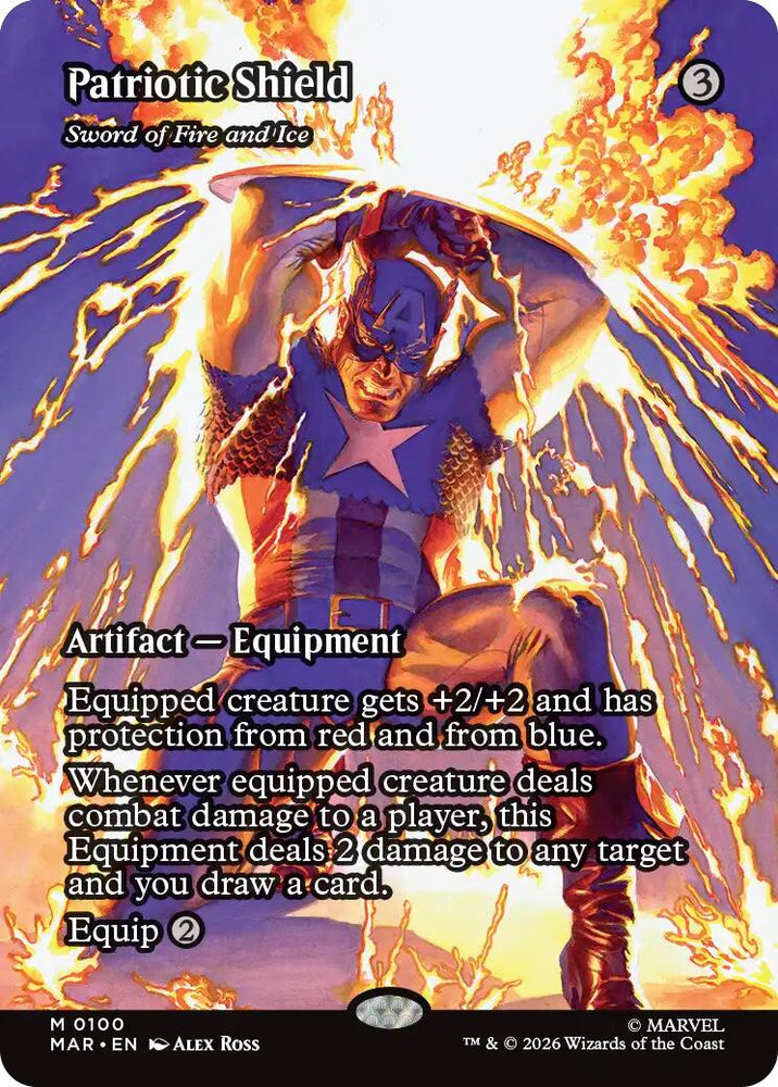 Patriotic Shield - Sword of Fire and Ice (Borderless) [Marvel Universe: Eternal-Legal] Magic: The Gathering