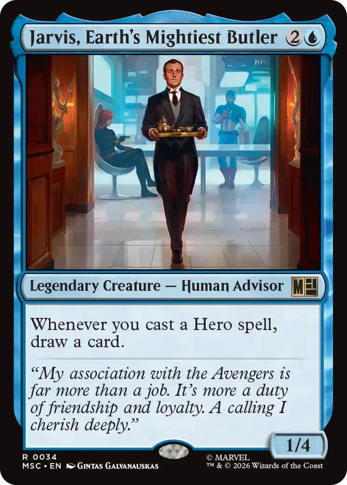 Jarvis, Earth's Mightiest Butler (Surge Foil) [Marvel Super Heroes Commander] Magic: The Gathering