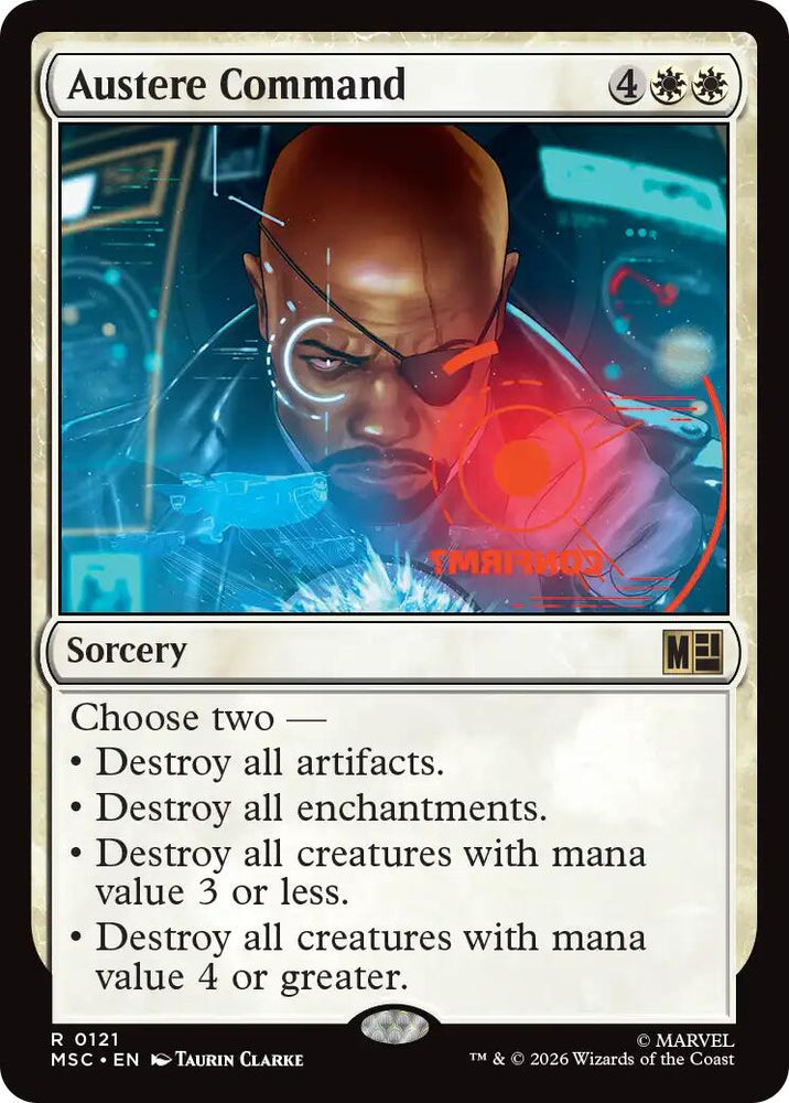 Austere Command (Surge Foil) [Marvel Super Heroes Commander] Magic: The Gathering