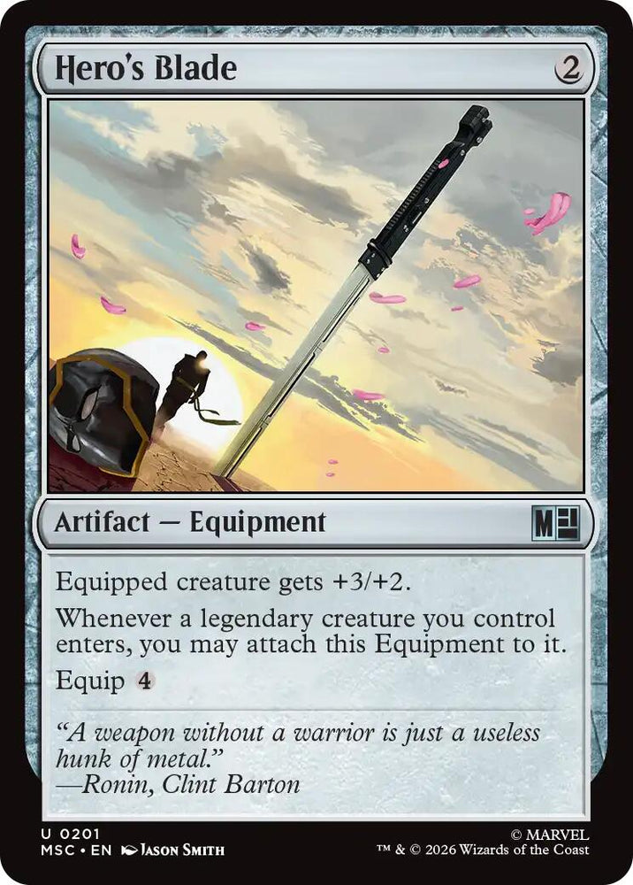 Hero's Blade (Surge Foil) [Marvel Super Heroes Commander] Magic: The Gathering