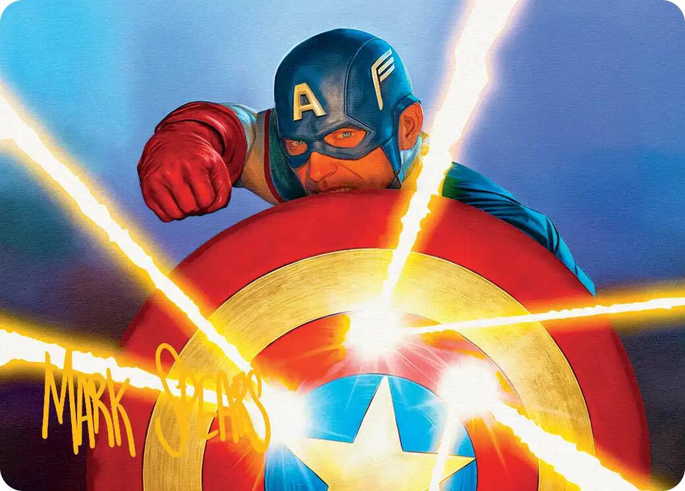 Captain's Defense Art Card (Gold-Stamped Signature) [Marvel Super Heroes Art Series] Magic: The Gathering