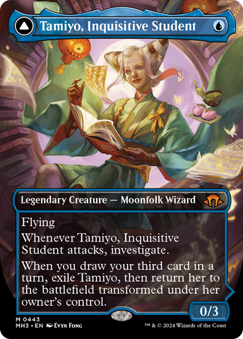 Tamiyo, Inquisitive Student // Tamiyo, Seasoned Scholar (Borderless) [Modern Horizons 3] Magic: The Gathering