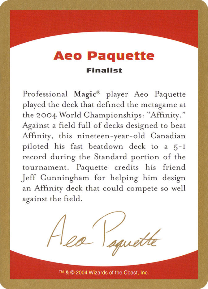 Aeo Paquette Bio [World Championship Decks 2004] Magic: The Gathering
