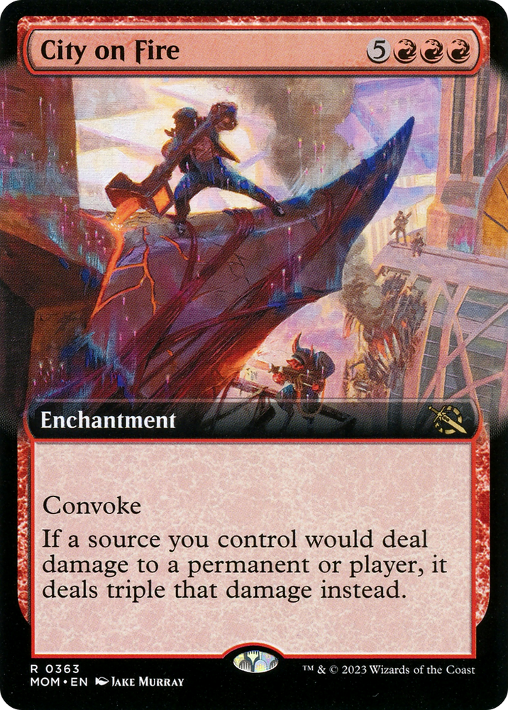 City on Fire (Extended Art) [March of the Machine] Magic: The Gathering