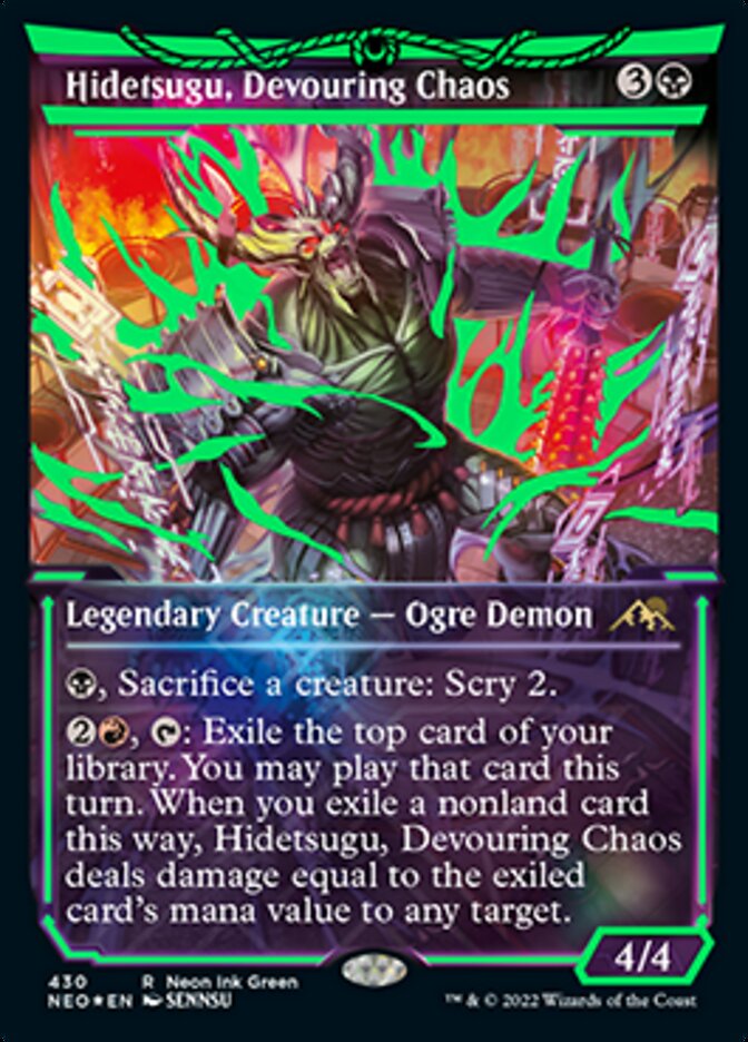 Hidetsugu, Devouring Chaos (Neon Ink Green) [Kamigawa: Neon Dynasty] Magic: The Gathering