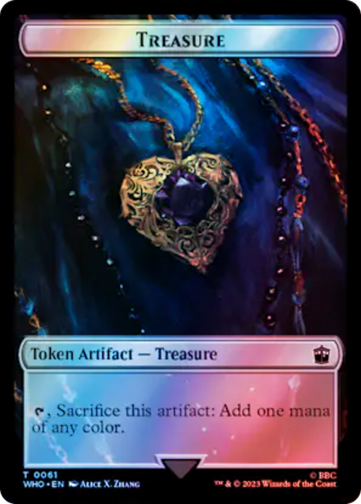 Warrior // Treasure (0061) Double-Sided Token (Surge Foil) [Doctor Who Tokens] Magic: The Gathering