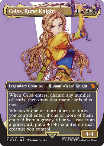 Celes, Rune Knight (Borderless) (Surge Foil) [FINAL FANTASY Commander] Magic: The Gathering