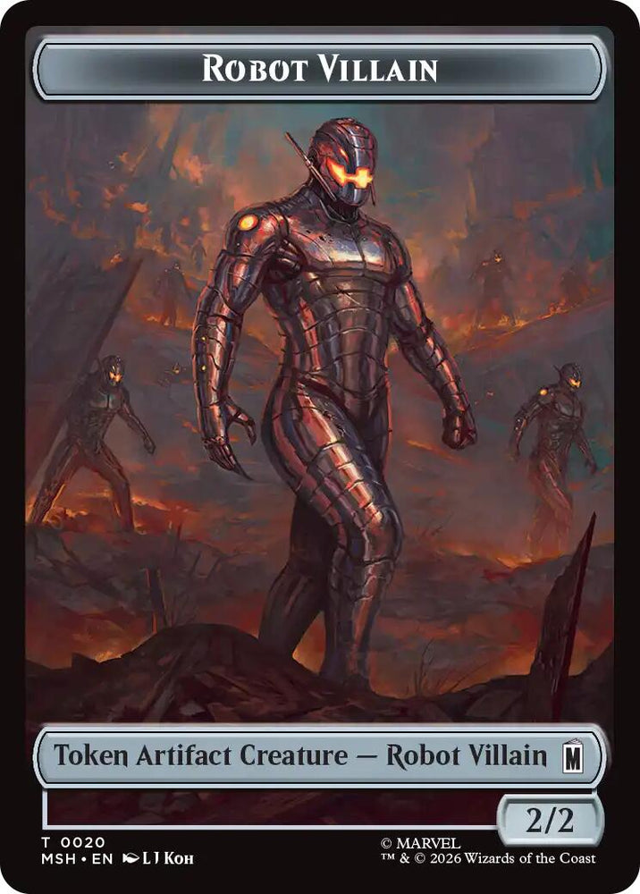 Villain // Robot Villain Double-Sided Token (009//020) [Marvel Super Heroes Tokens] Magic: The Gathering