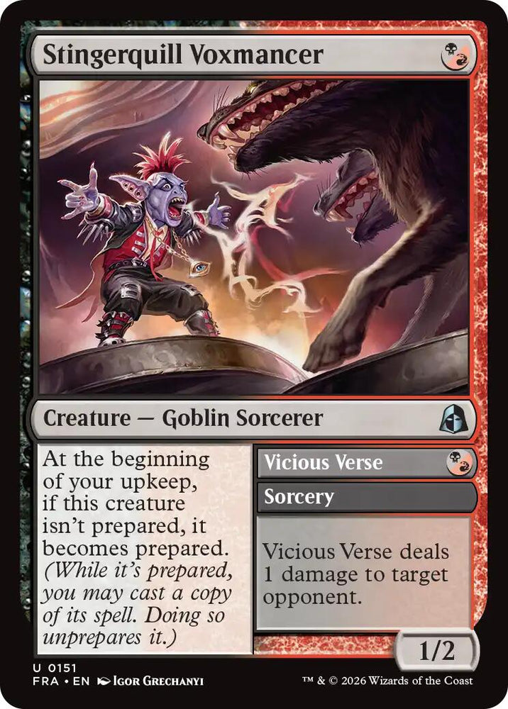 Stingerquill Voxmancer // Vicious Verse [Reality Fracture] Magic: The Gathering