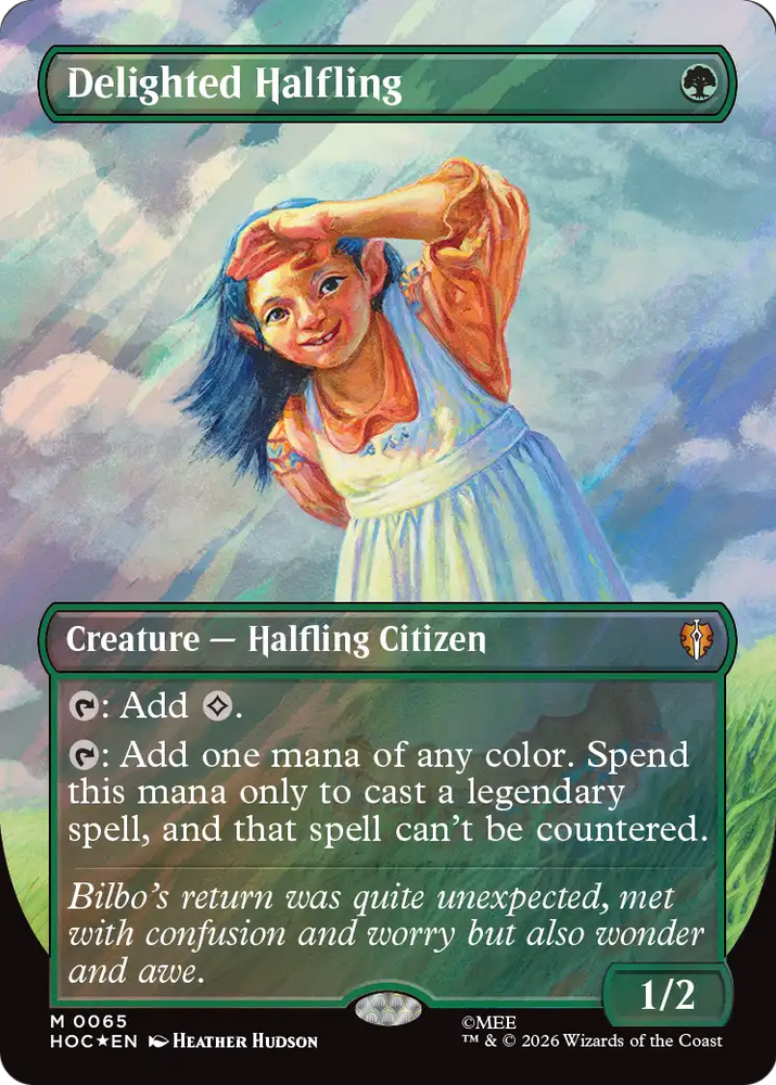 Delighted Halfling (Borderless) (Surge Foil) [The Hobbit] Magic: The Gathering