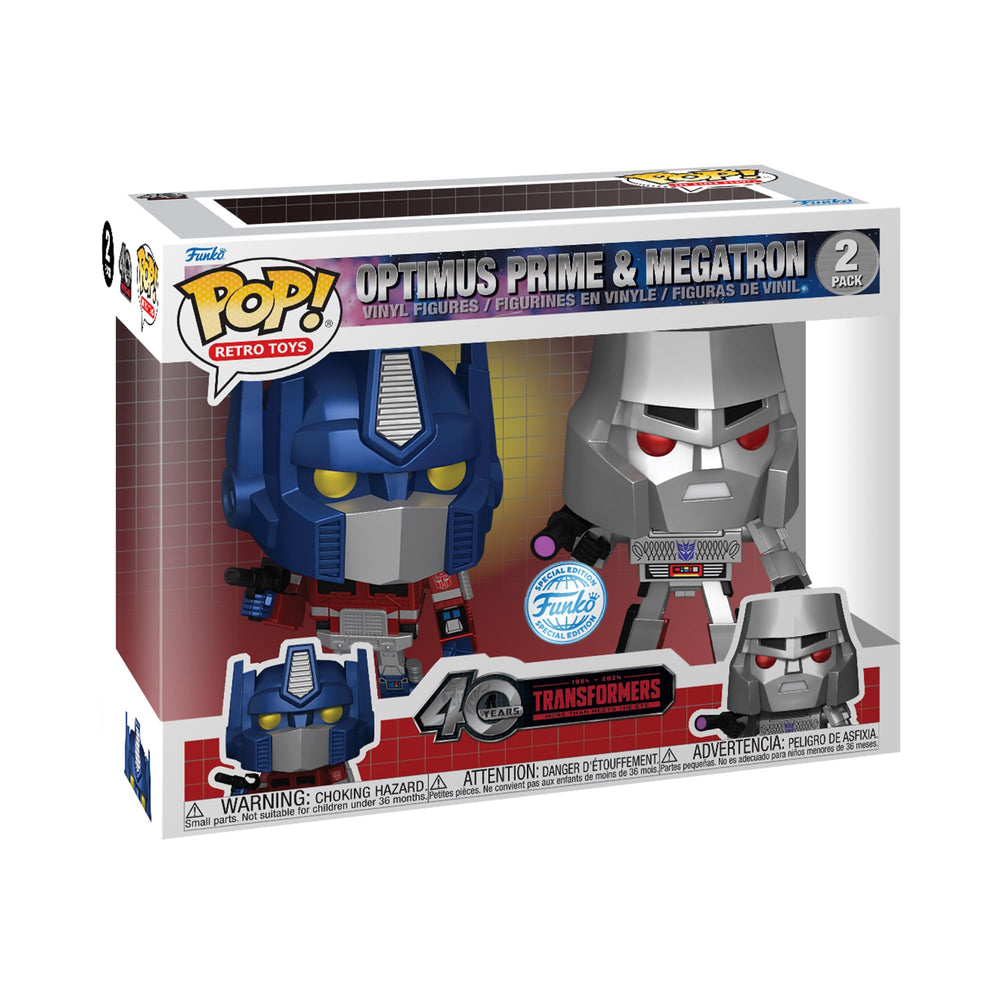 Funko Pop! Transformers: Generation 1 Metallic Optimus Prime and Megatron Vinyl Figure 2-Pack, 4.9 and 4.7-inches, 81967 FUNKO