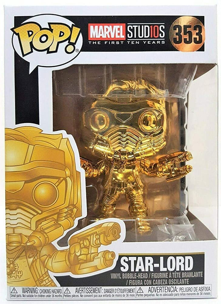 Marvel Studios 10 Funko POP! Marvel Star-Lord Exclusive Vinyl Bobble Head #353 [Gold Chrome] FUNKO