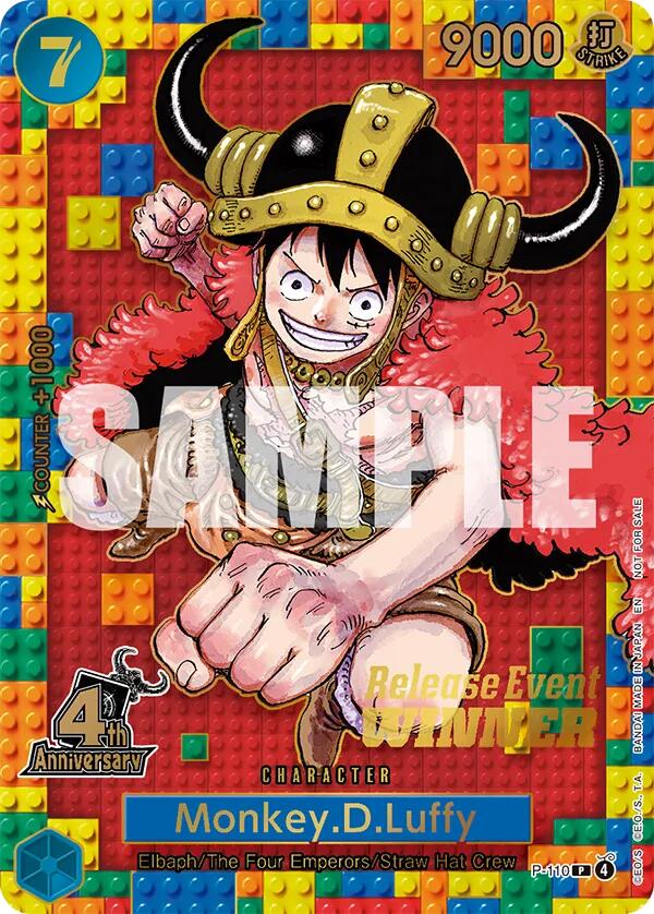 Monkey.D.Luffy (4th Anniversary) (Winner) [One Piece Promotion Cards] Bandai