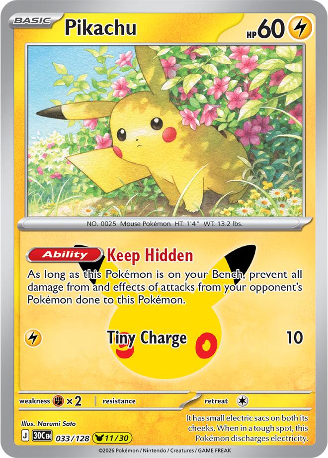 Pikachu (033/128) [Mega Evolution: 30th Celebration] Pokémon