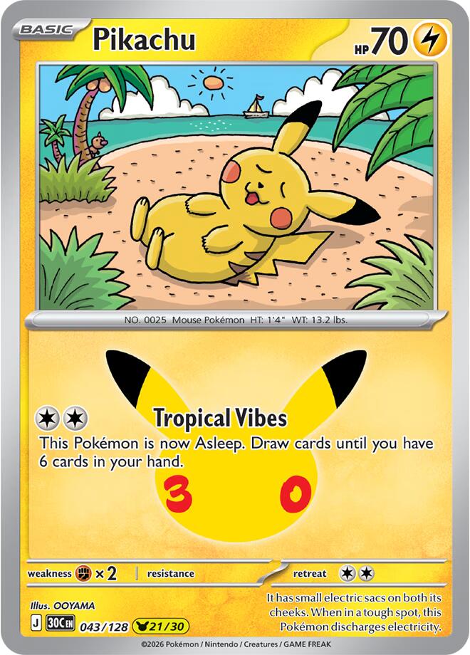 Pikachu (043/128) [Mega Evolution: 30th Celebration] Pokémon