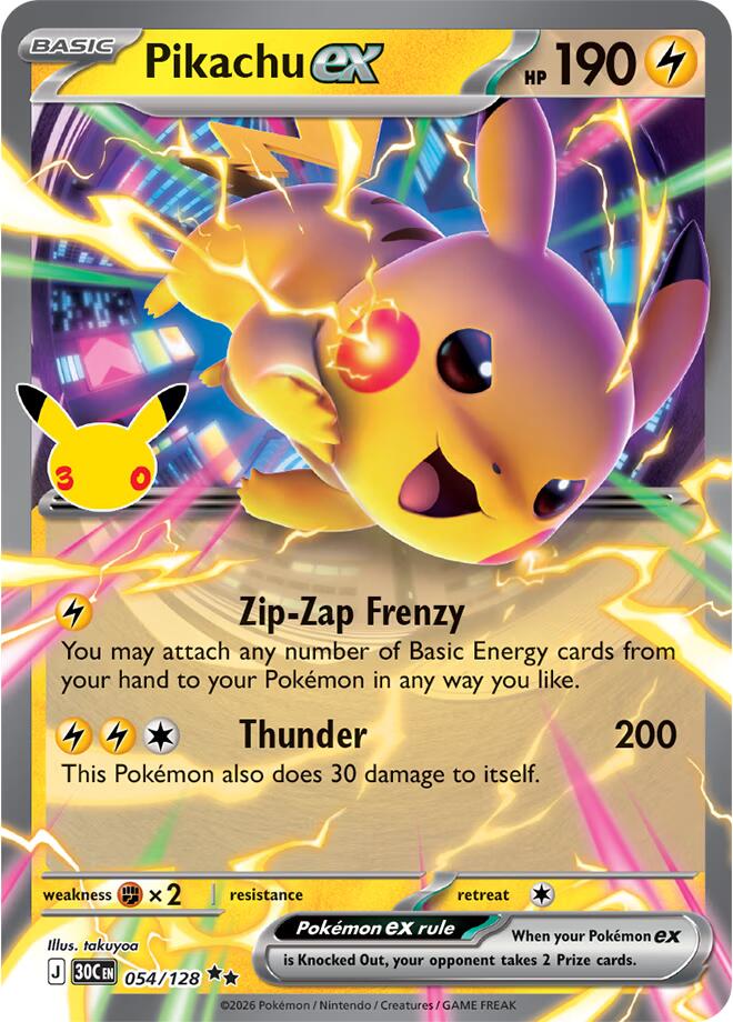 Pikachu ex (054/128) [Mega Evolution: 30th Celebration] Pokémon