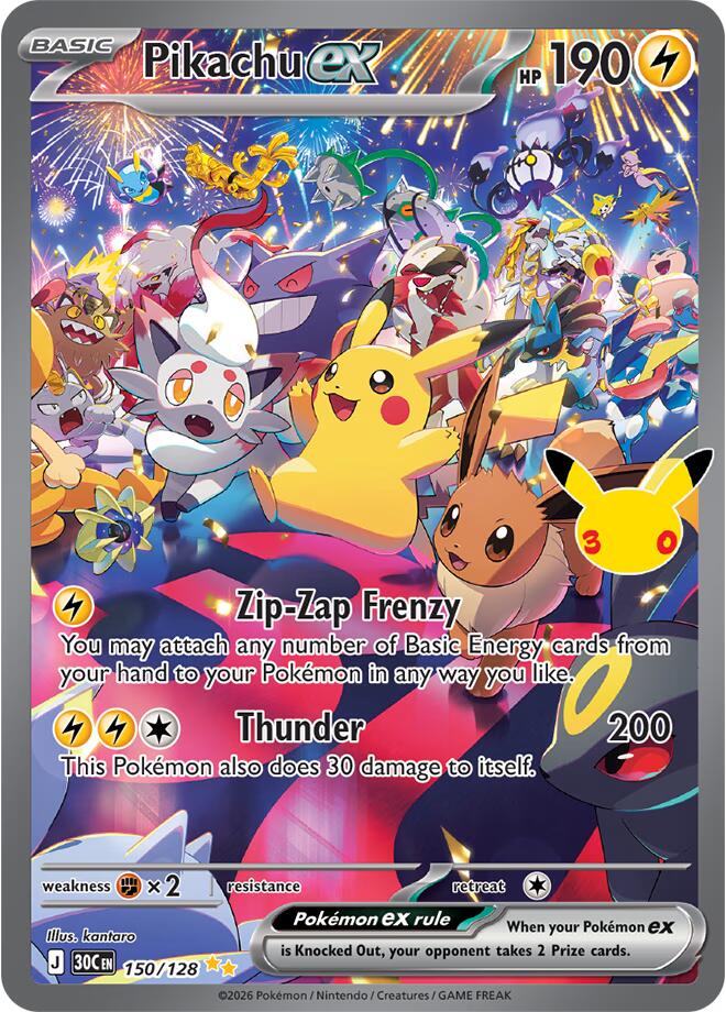 Pikachu ex (150/128) [Mega Evolution: 30th Celebration] Pokémon