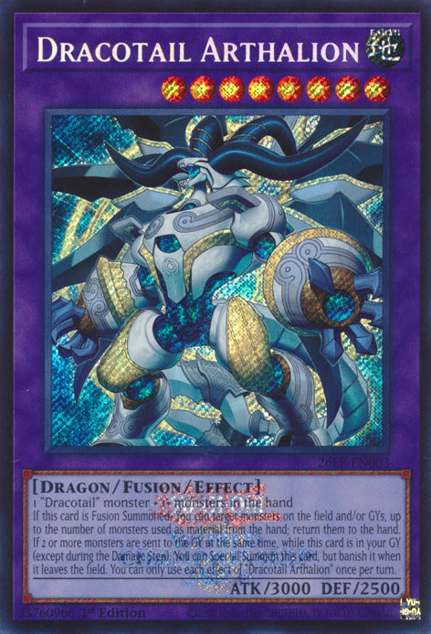 Dracotail Arthalion (Emblazoned Secret Rare) [26LP-EN003] Secret Rare Yu-Gi-Oh!