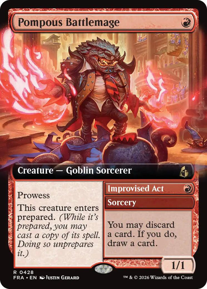 Pompous Battlemage (Extended Art) [Reality Fracture] Magic: The Gathering