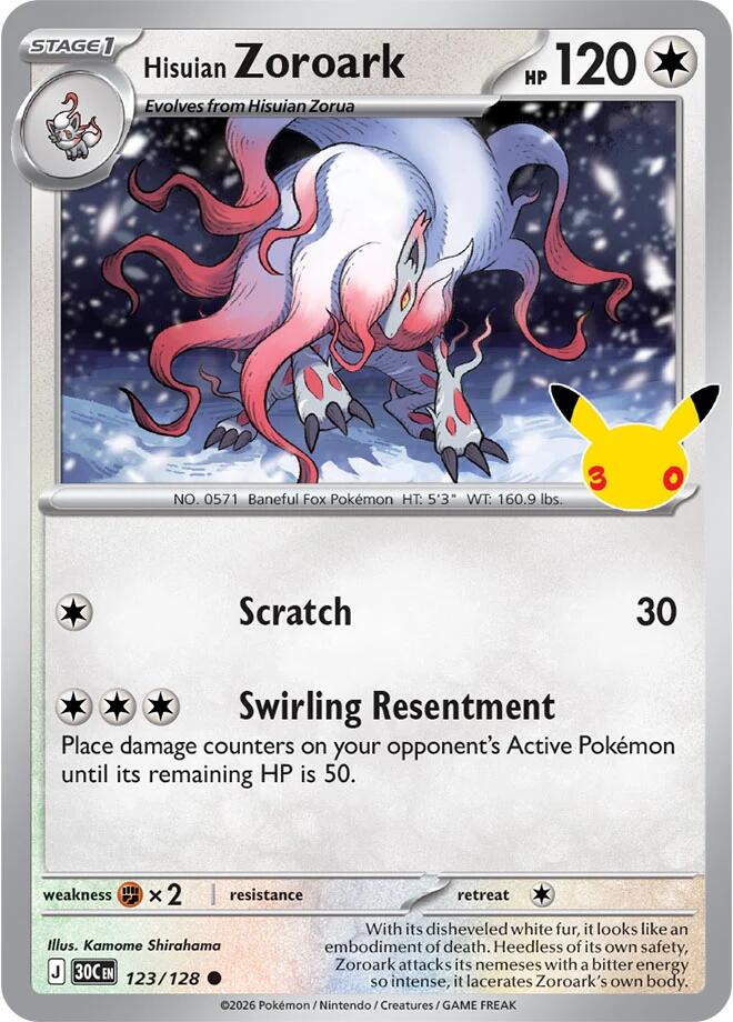 Hisuian Zoroark (123/128) [Mega Evolution: 30th Celebration] Pokémon