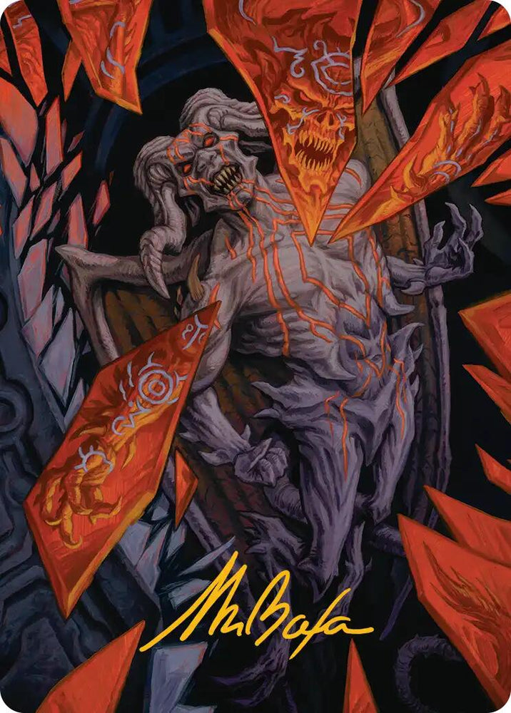 Curse-Marred Demon Art Card (Gold-Stamped Signature) [Reality Fracture Art Series] Magic: The Gathering