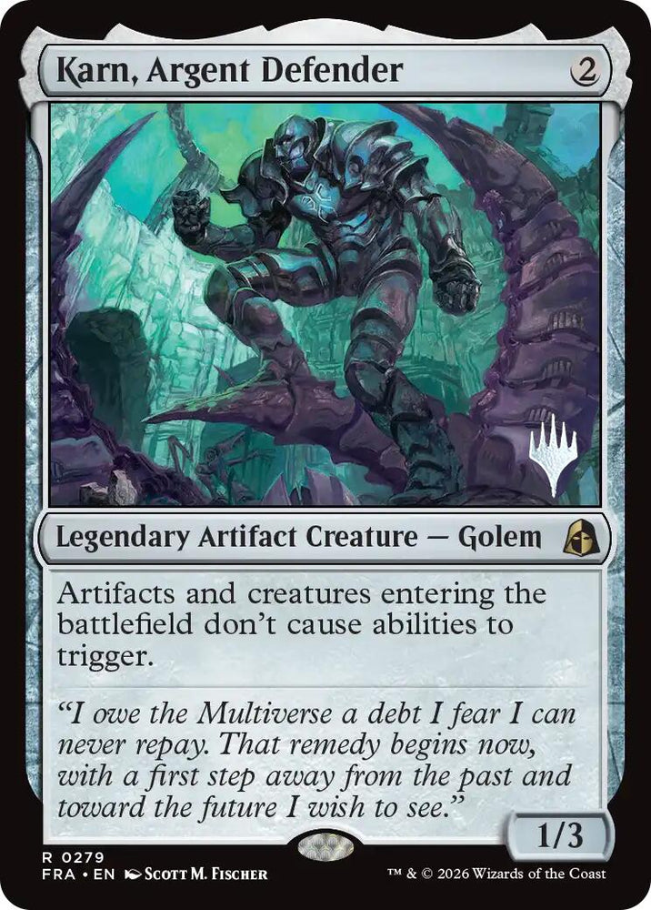 Karn, Argent Defender [Reality Fracture Promos] Magic: The Gathering
