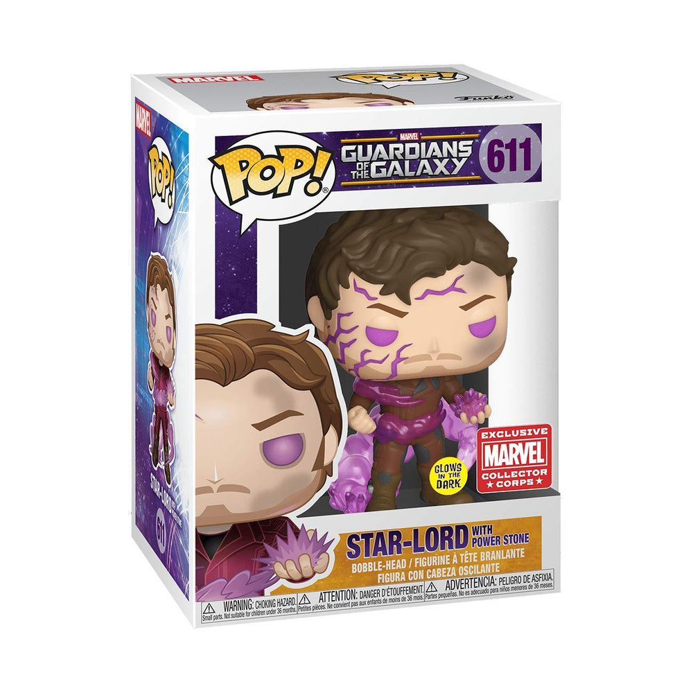 Funko Pop Marvel Collector Corps Exclusive Guardians of the Galaxy 611 Glow-in-the-dark Star-Lord with Power Stone FUNKO