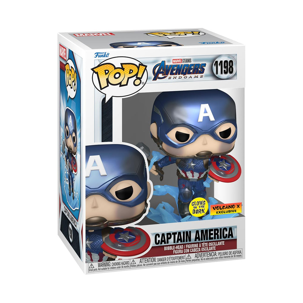 Funko POP! Marvel Avengers Endgame Captain America with Broken Shield & Mjolnir (Glow in the Dark & Metallic), Exclusive FUNKO