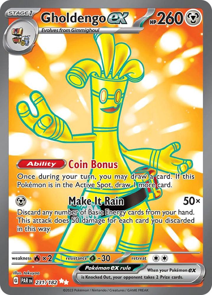 Pokemon - Gholdengo ex 231/182 - Paradox Rift - Full Art - Ultra Rare - Single Card Pokémon