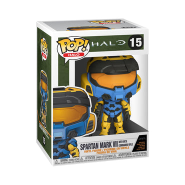 Funko Pop! Games: Halo Infinite - Spartan Mark VII with VK78, Blue & Yellow, with Game Add On, 3.75 inches FUNKO