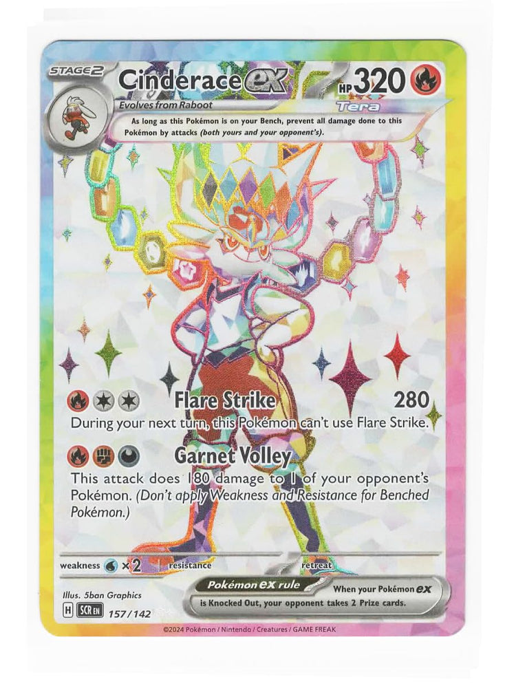 Pokemon - Cinderace ex 157/142 - Stellar Crown - Full Art Foil Ultra Rare Card Pokémon