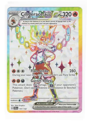 Pokemon - Cinderace ex 157/142 - Stellar Crown - Full Art Foil Ultra Rare Card Pokémon