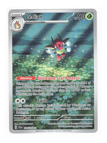 Pokemon - Ledian 144/142 Stellar Crown - Illustration Rare IR – Foil Single Card Pokémon