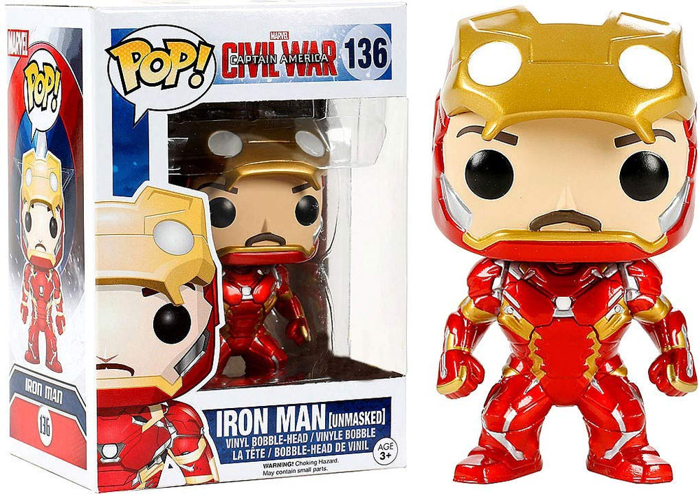 Funko POP! FK7225 3.94-Inch Marvel Captain America 3 Civil War Iron Man Unmasked Vinyl Limited Edition Figure FUNKO