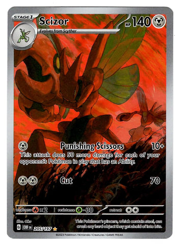 Pokemon - Scizor 205/197 - Obsidian Flames - Illustration Rare - Holo Foil Full Art