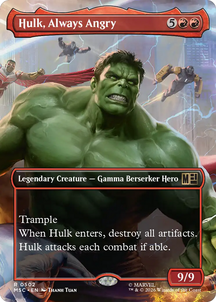 Hulk, Always Angry (Borderless) [Marvel Super Heroes Commander] Magic: The Gathering