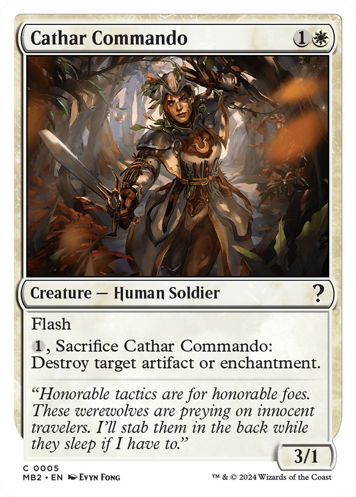 Cathar Commando (White Border) [Mystery Booster 2] Magic: The Gathering