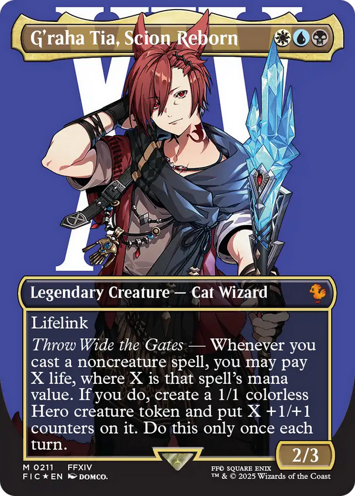 G'raha Tia, Scion Reborn (Borderless) (Surge Foil) [FINAL FANTASY Commander] Magic: The Gathering