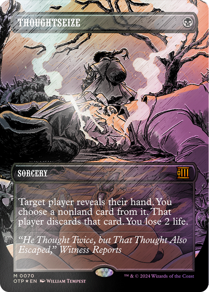 Thoughtseize (Textured Foil) [Outlaws of Thunder Junction: Breaking News] Magic: The Gathering