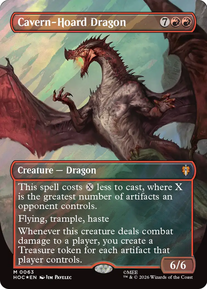 Cavern-Hoard Dragon (Borderless) (Surge Foil) [The Hobbit: Eternal-Legal] Magic: The Gathering