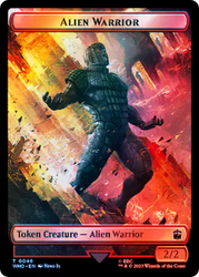 Alien // Alien Warrior Double-Sided Token (Surge Foil) [Doctor Who Tokens] Magic: The Gathering