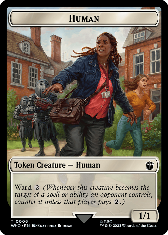 Human (0006) // Alien Salamander Double-Sided Token [Doctor Who Tokens] Magic: The Gathering