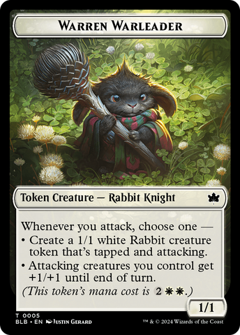 Bat // Warren Warleader Double-Sided Token [Bloomburrow Tokens] Magic: The Gathering