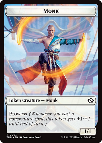 Bird // Monk Double-Sided Token [Tarkir: Dragonstorm Tokens] Magic: The Gathering