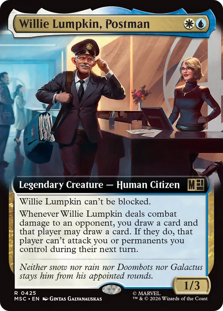 Willie Lumpkin, Postman (Extended Art) [Marvel Super Heroes Commander] Magic: The Gathering