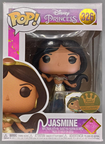 POP! Disney Princess Jasmine W/Pin 326 Exclusive 2021 Fall Convention ( Shared Exclusive Sticker) FUNKO